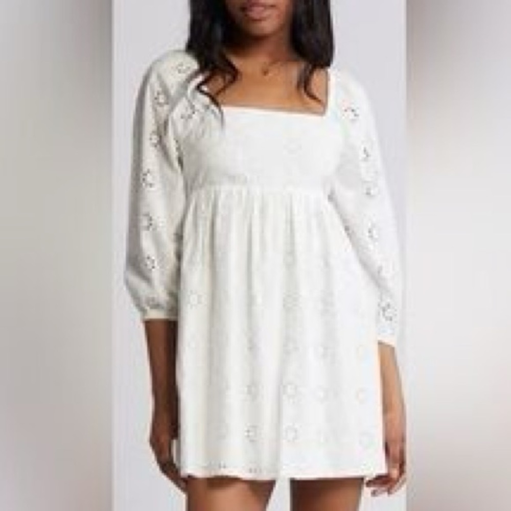 BP White Eyelet Open Back Mini Dress | Cottagecore Boho | XL | NWT